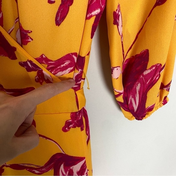 Color Me Courtney Eleanor Wrap Dress Floral Maxi Womens Medium Orange Ruffle - Picture 8 of 9